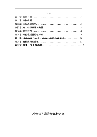 冲击钻孔灌注桩试桩施工方案