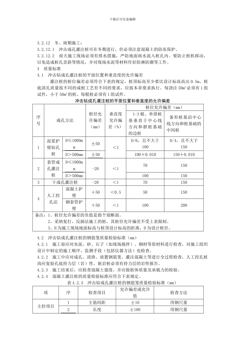 冲击钻成孔灌注桩施工工艺标准_第3页