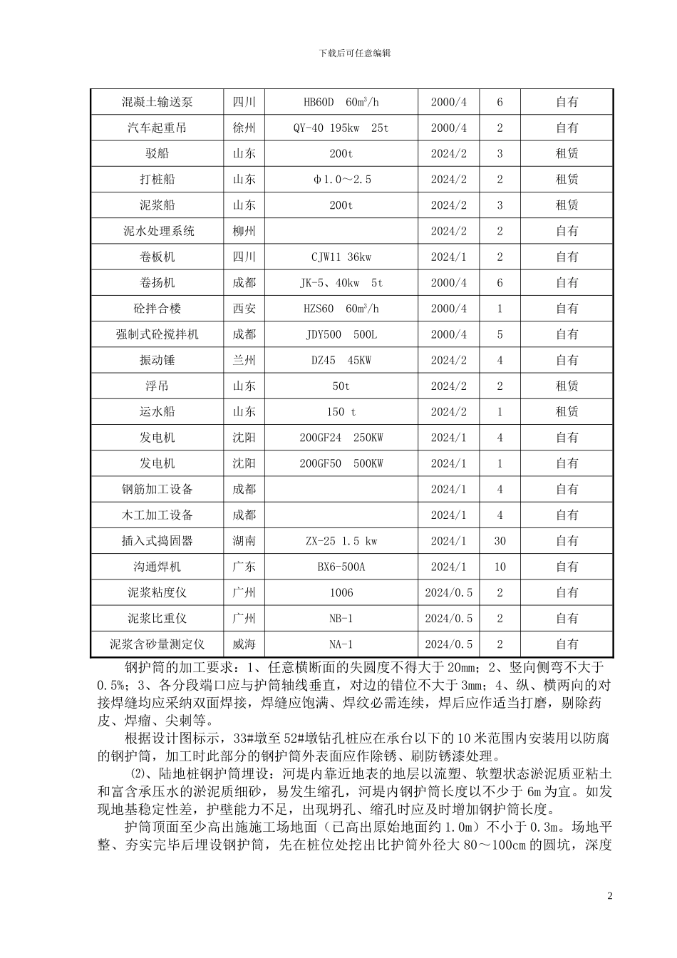 凫州大桥钻孔灌注桩施工方案_第2页