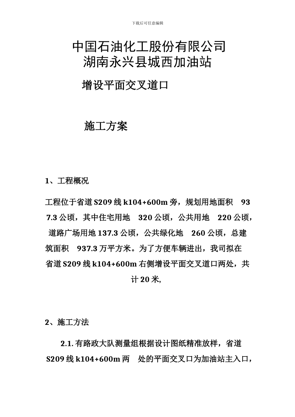 加油站增设交叉道口技术评价施工方案_第1页