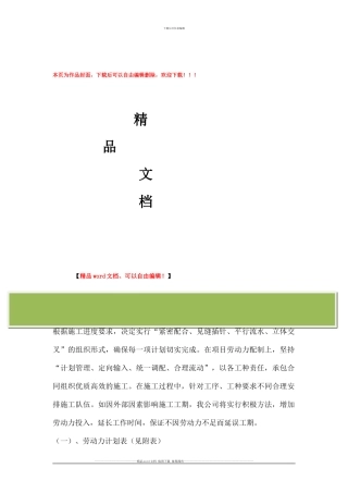 劳动力配备计划及主要施工机械配备计划