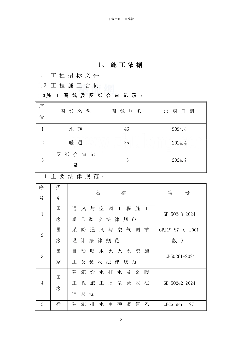 北京某小区高层住宅楼给排水及暖通施工方案_第2页