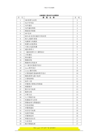 北邮通信工程本科专业课程表