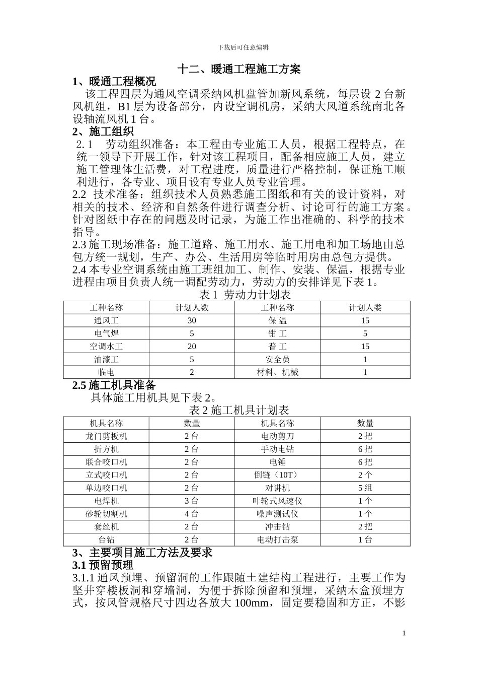 十二、暖通工程施工方案_第1页