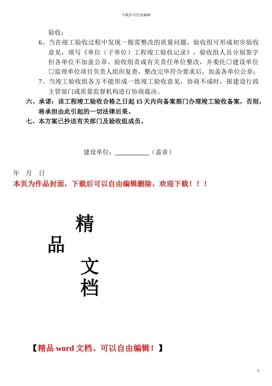 单位工程竣工验收方案202418133850457_第3页