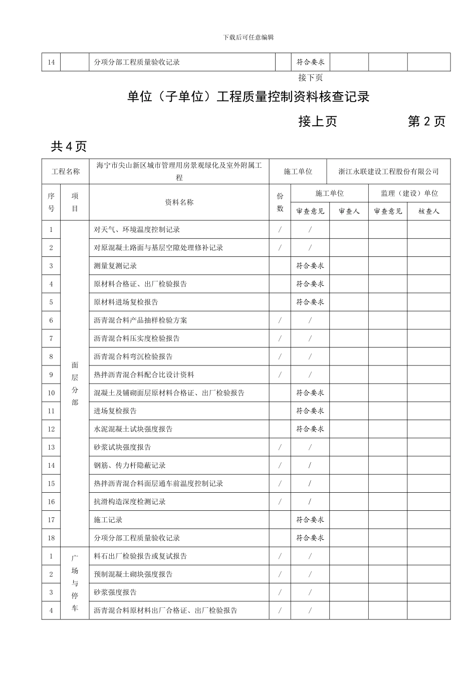 单位工程质量竣工验收记录_第3页