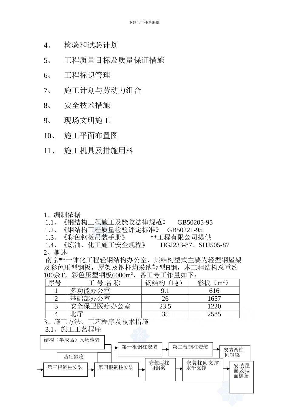 南京某钢结构彩板安装工程施工方案-secret_第2页