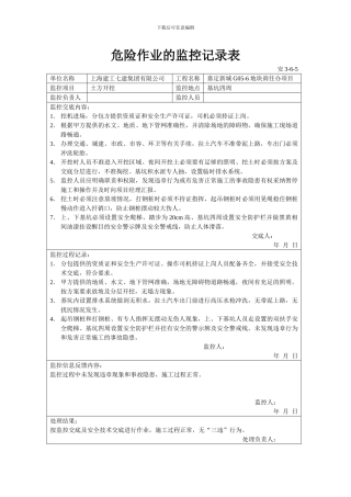 危险作业的监控记录表