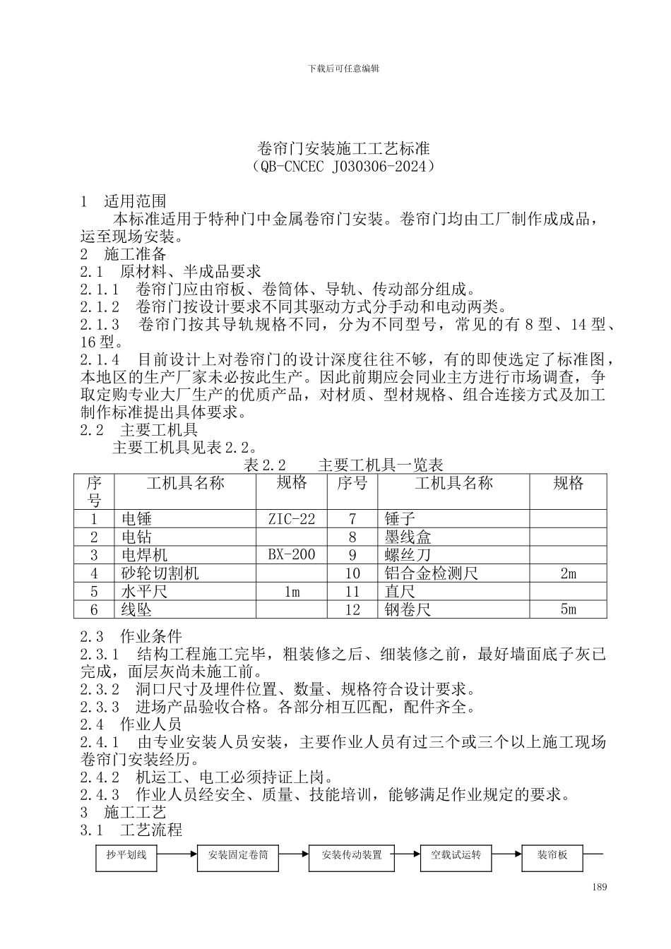 卷帘门安装施工工艺标准_第1页