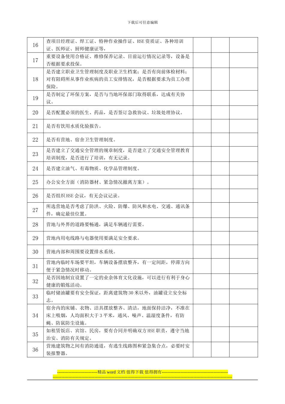 厂务工程项目检查清单HSE_第2页