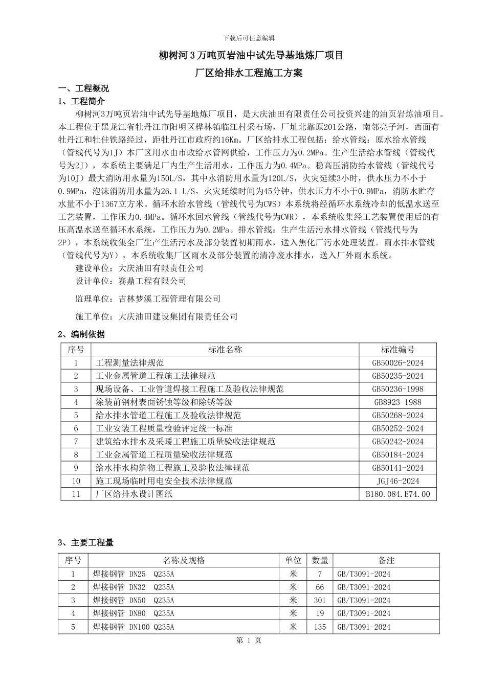 厂区给排水施工方案_第1页