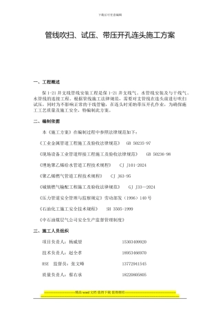 压力管道带压开孔施工方案