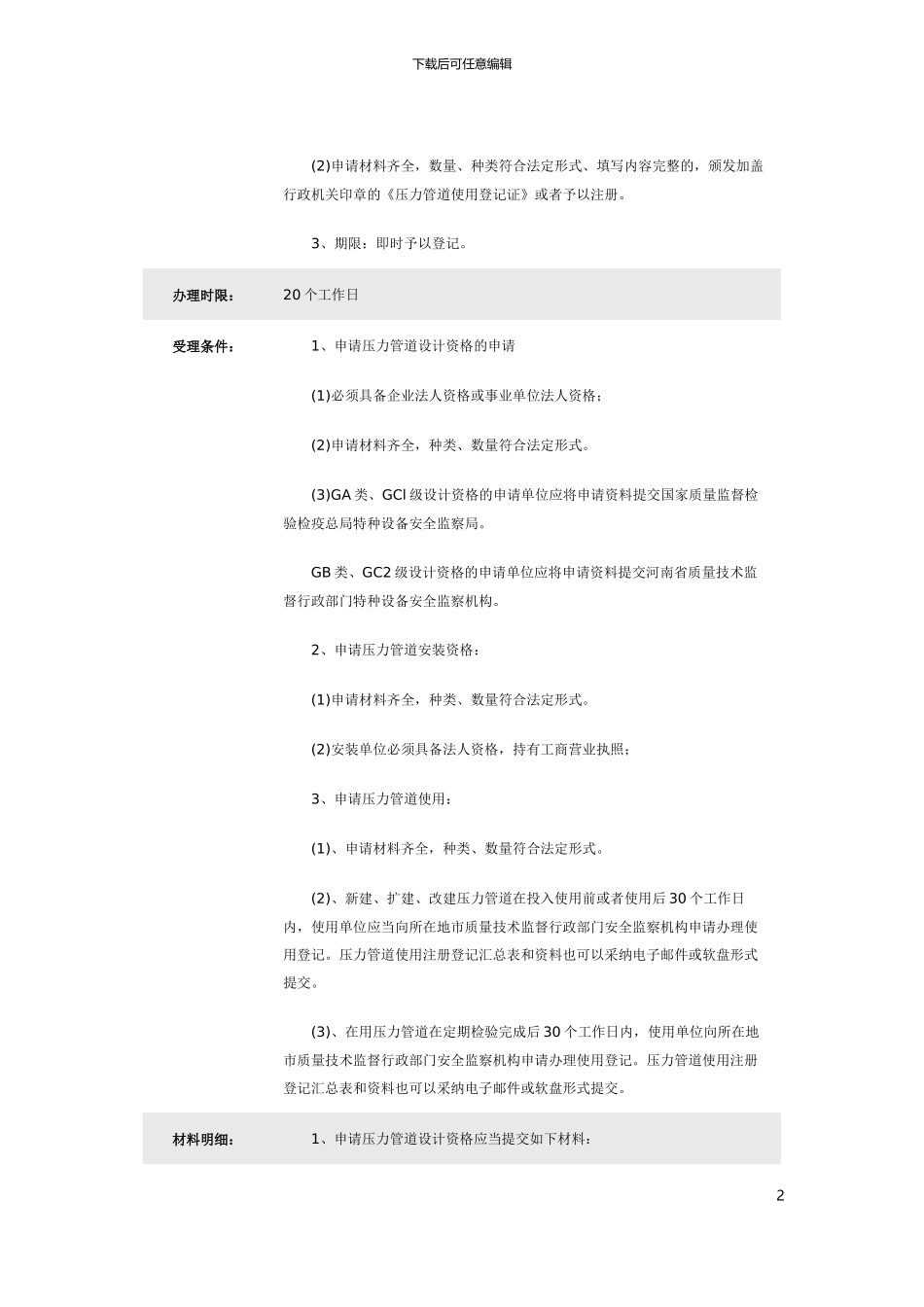 压力管道的设计、安装、使用、检验单位和人员资格认定_第2页