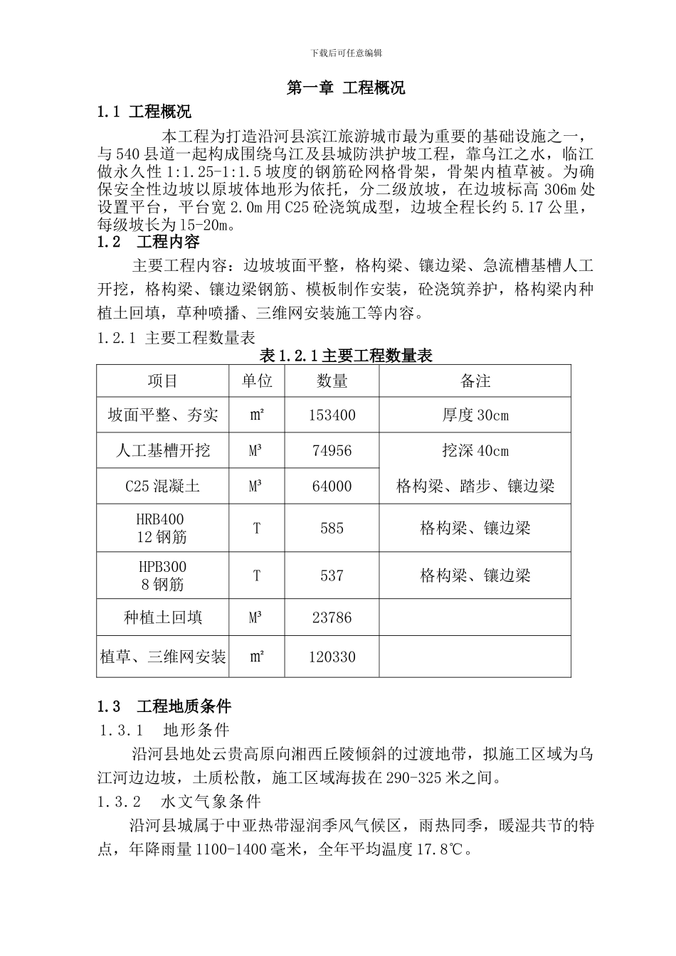 县城主干道右侧景观工程土建部分边坡防护工程施工组织设计_第3页