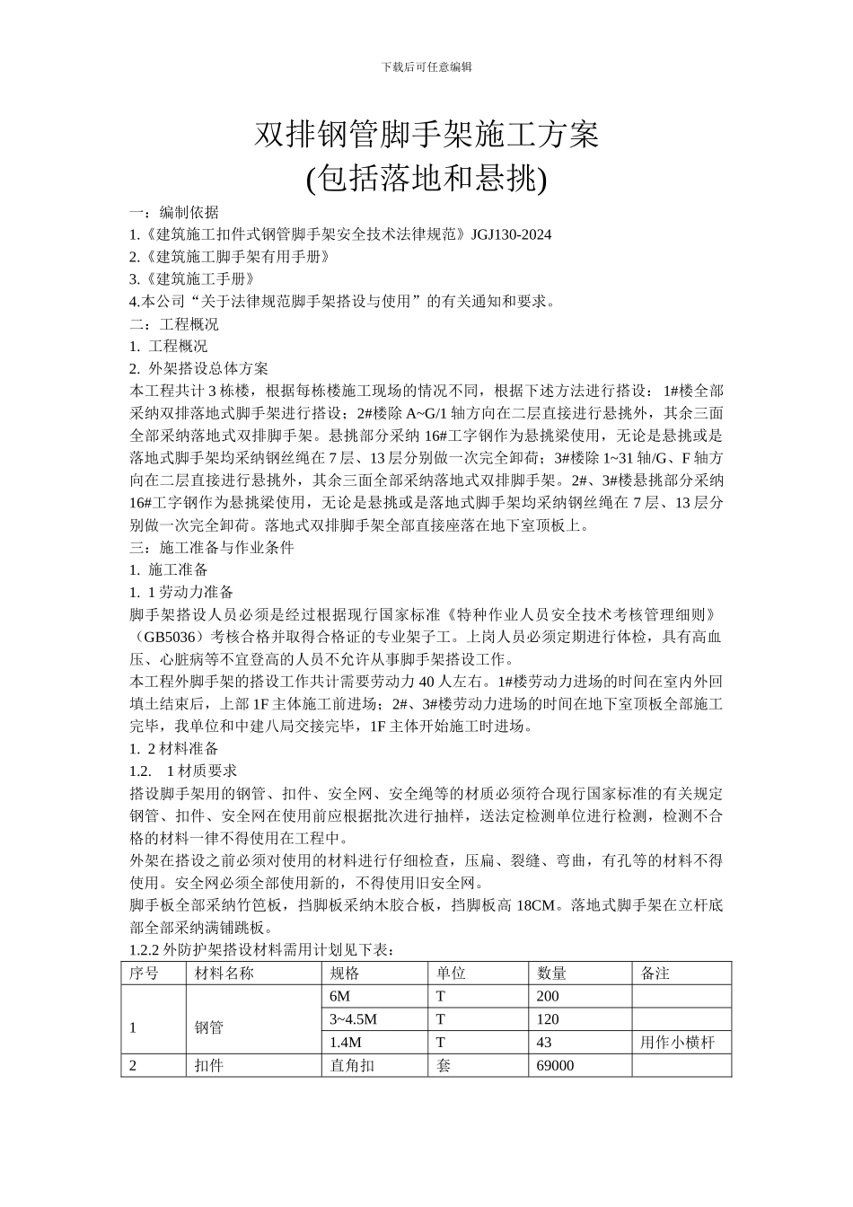 双排钢管脚手架施工方案_第1页