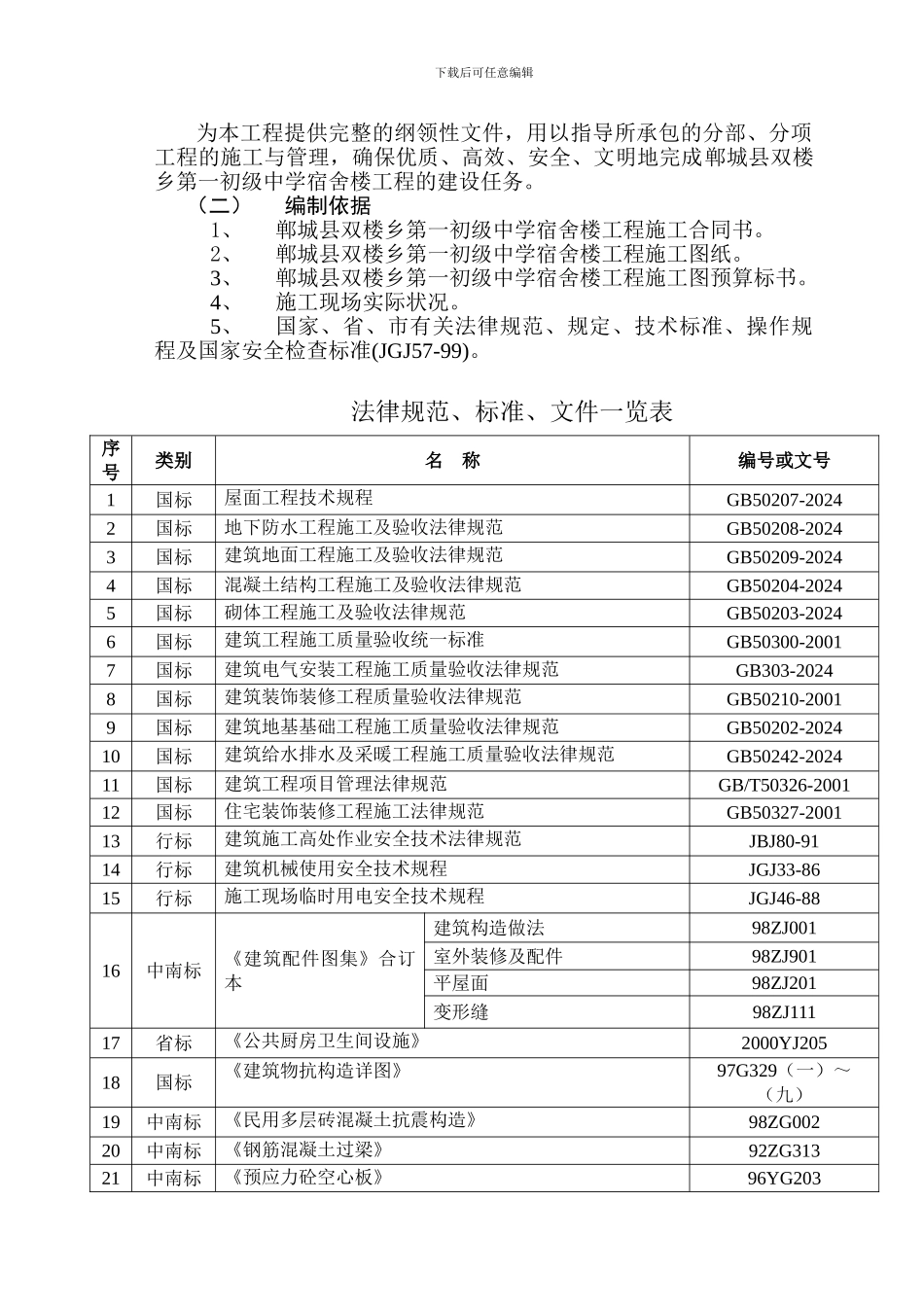 双楼乡一中宿舍楼施工组织设计_第3页