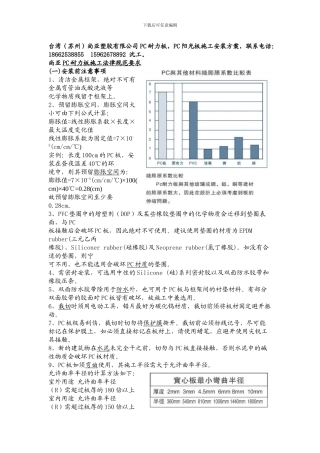 台湾尚亚塑胶有限公司PC耐力板阳光板板材施工方案