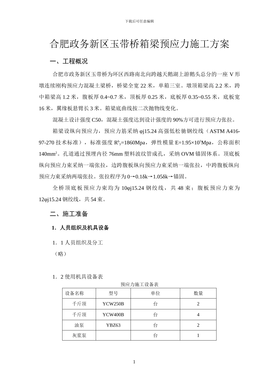 合肥政务新区玉带桥箱梁预应力施工方案_第2页