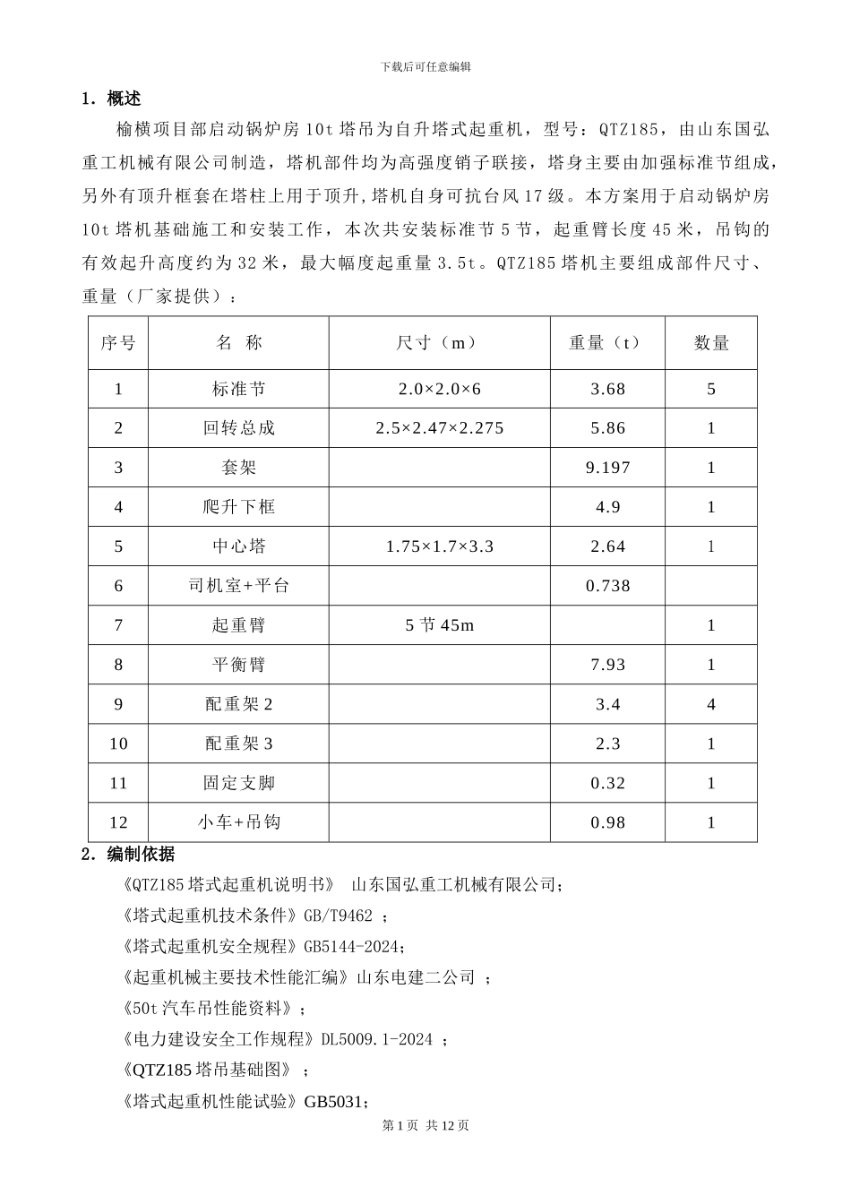 启动锅炉房塔吊施工方案_第1页