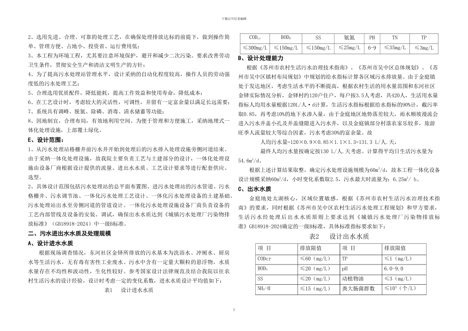 吴中区金庭镇2024年农村生活污水治理工程-东河社区金铎-工艺-东河社区金铎-独立设施设计说明_第2页