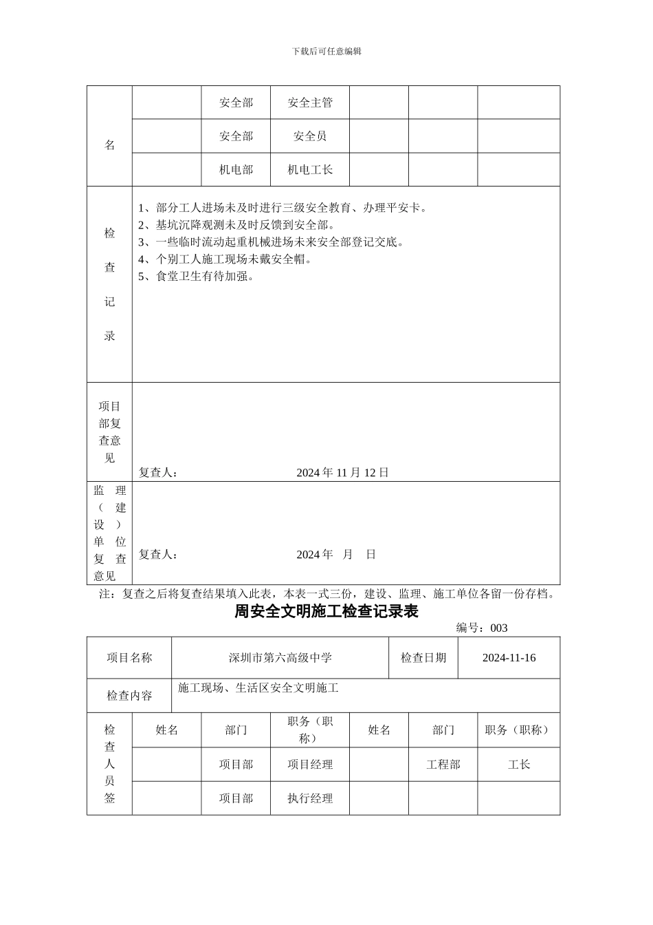 周安全文明施工检查记录表_第3页