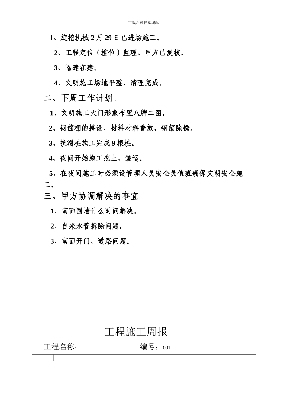 周进度计划及施工周报-样表_第2页