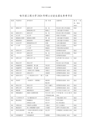 哈尔滨工程大学硕士参考书目