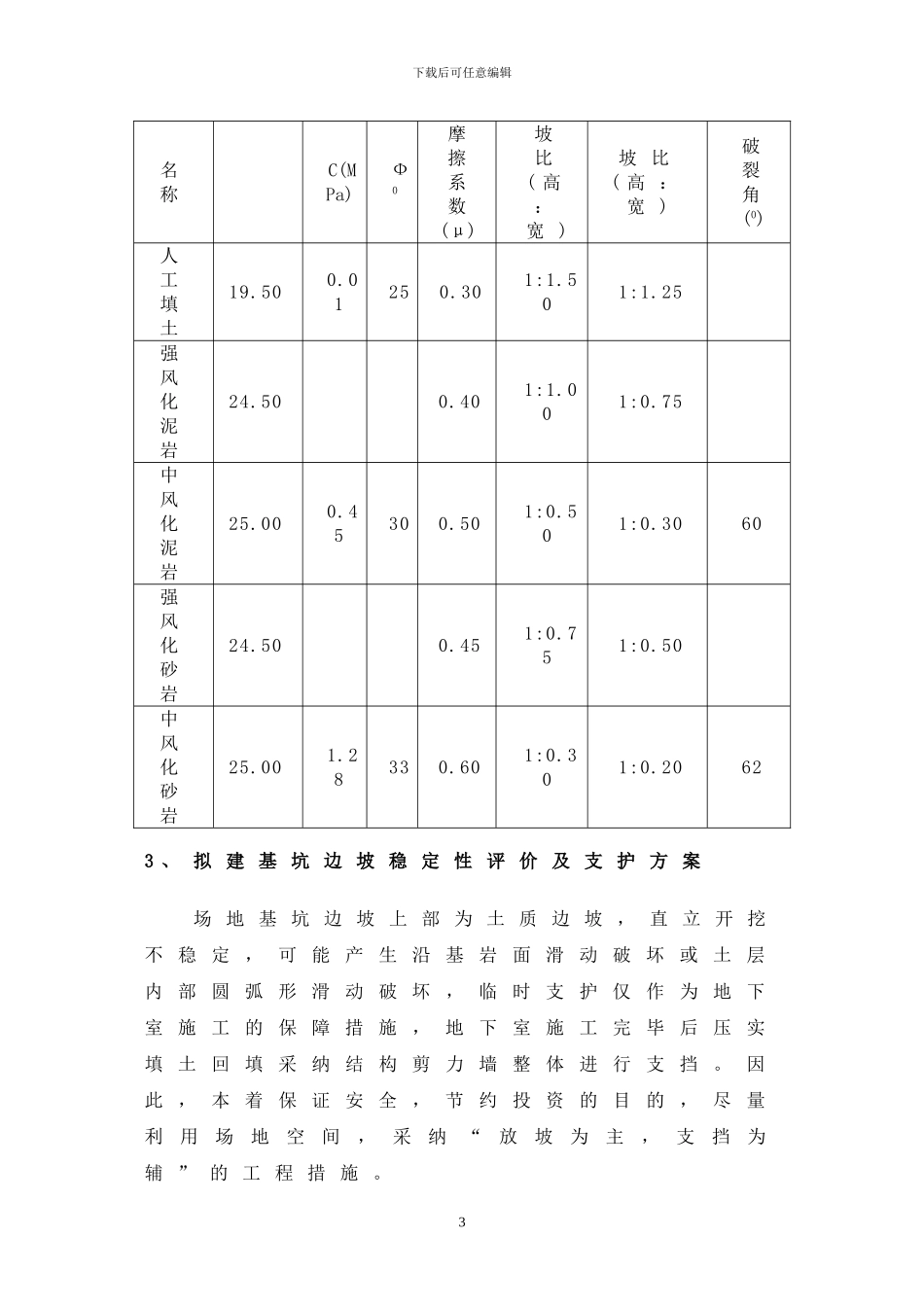 商业地产基坑放坡开挖锚喷支护施工方案_第3页