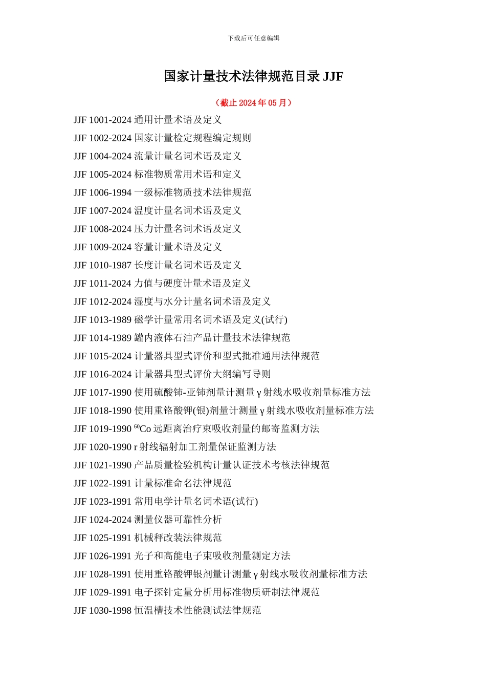 国家计量技术规范目录JJF_第1页