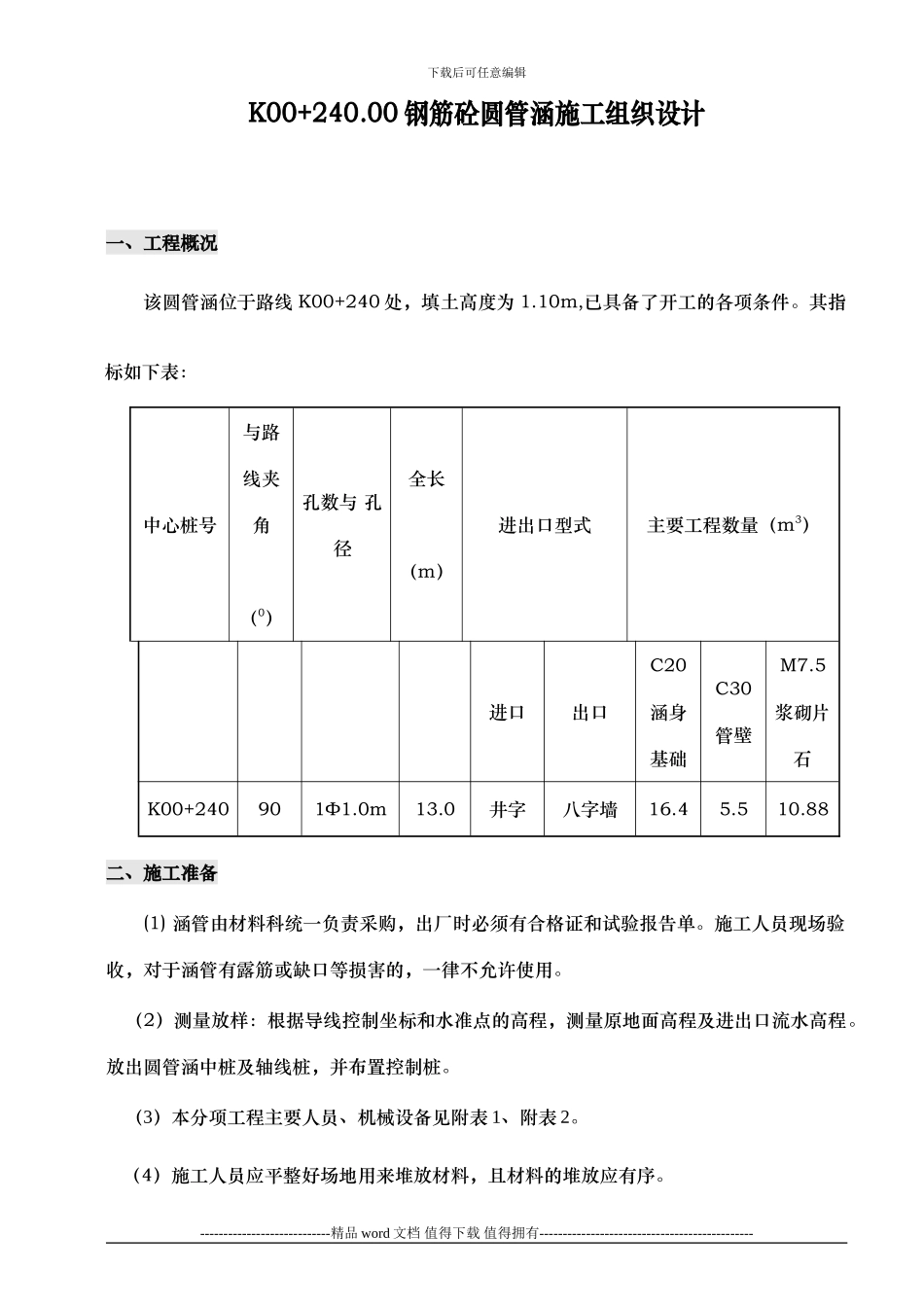 圆管涵施工组织设计_第1页