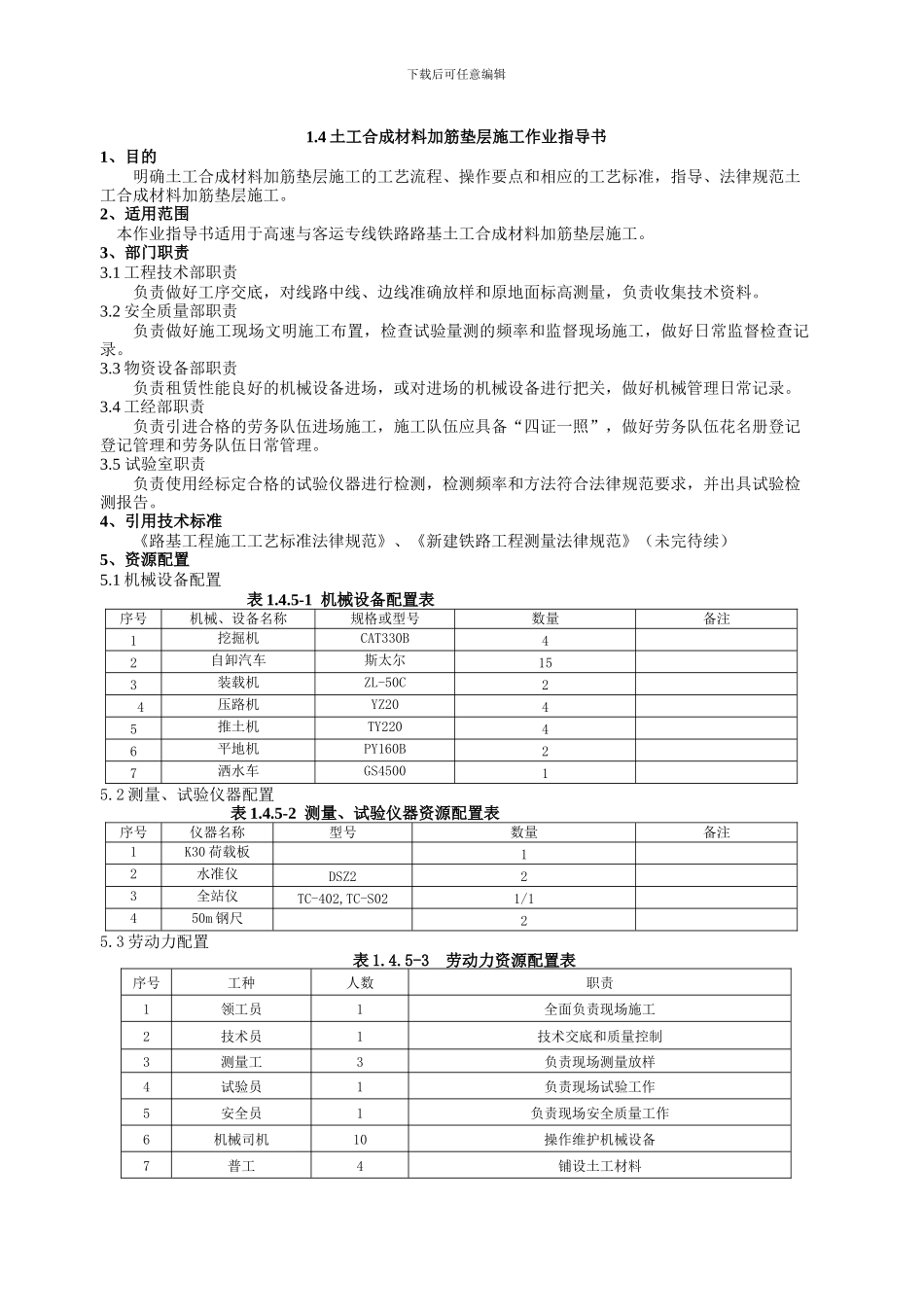 土工合成材料加筋垫层施工作业指导书_第1页