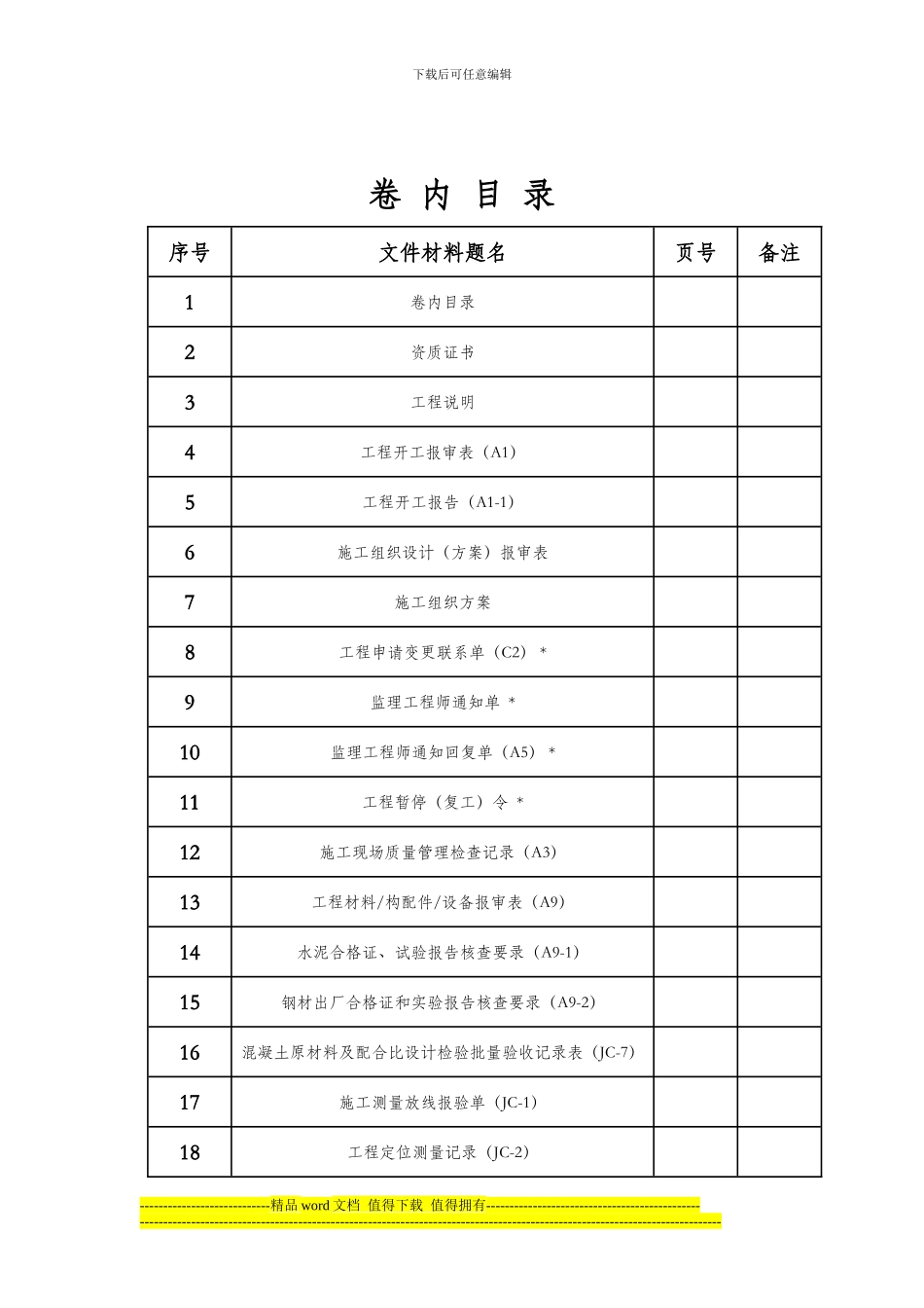 土建竣工资料模板_第2页