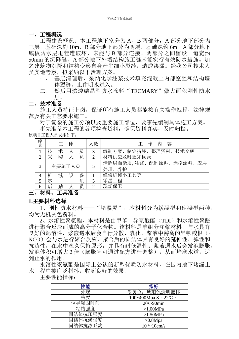 地下室注浆堵漏施工方案_第1页