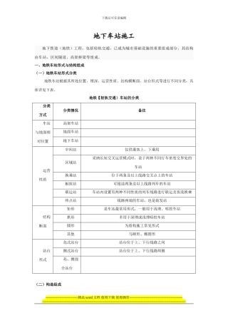 地铁地下车站施工