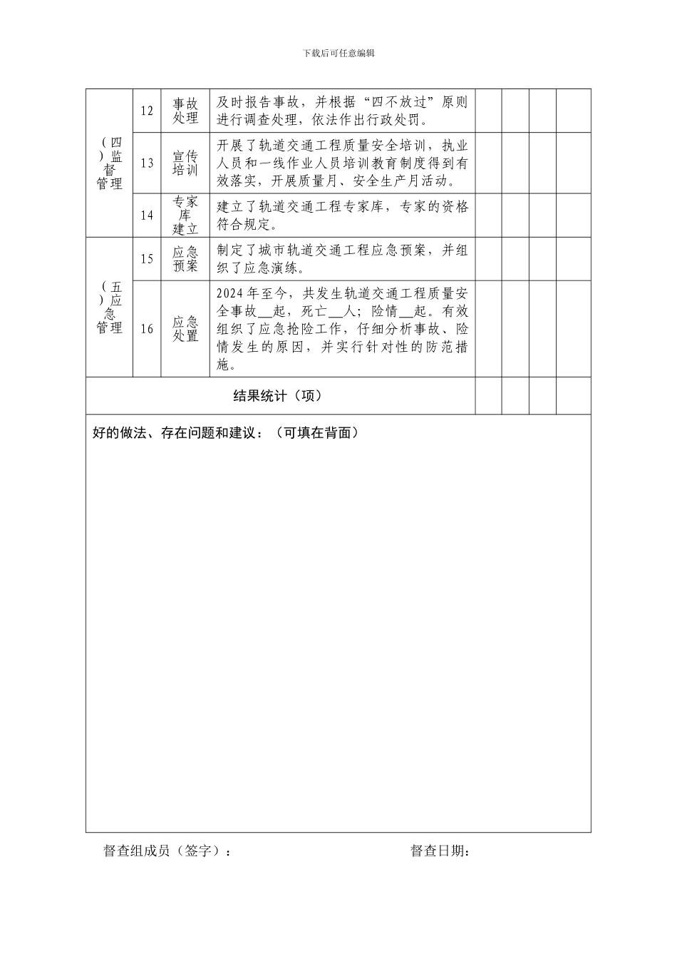 城市轨道交通工程质量安全督查表_第2页