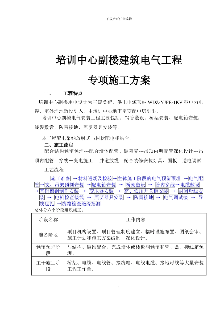 培训中心副楼电气施工方案_第1页