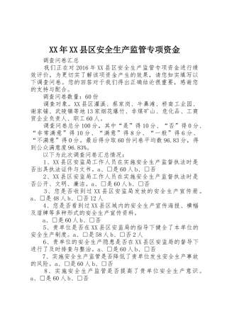 XX年XX县区安全生产监管专项资金