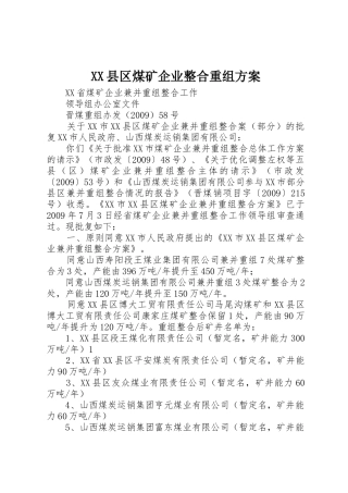 XX县区煤矿企业整合重组方案_1