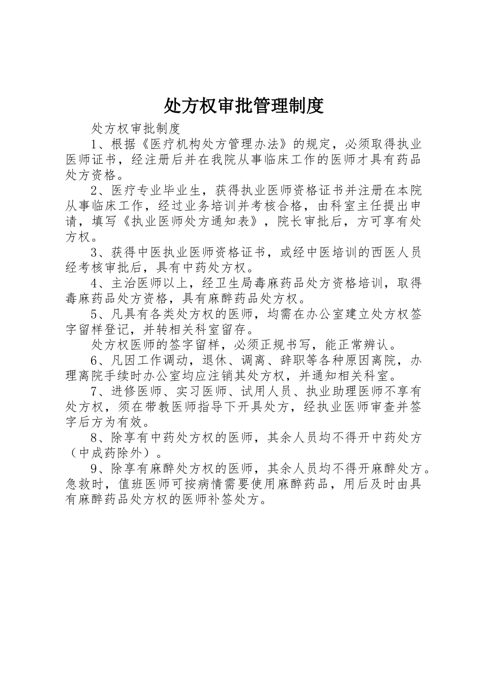 处方权审批管理制度_1_第1页