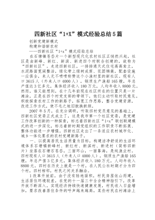 四新社区“1+X”模式经验总结5篇