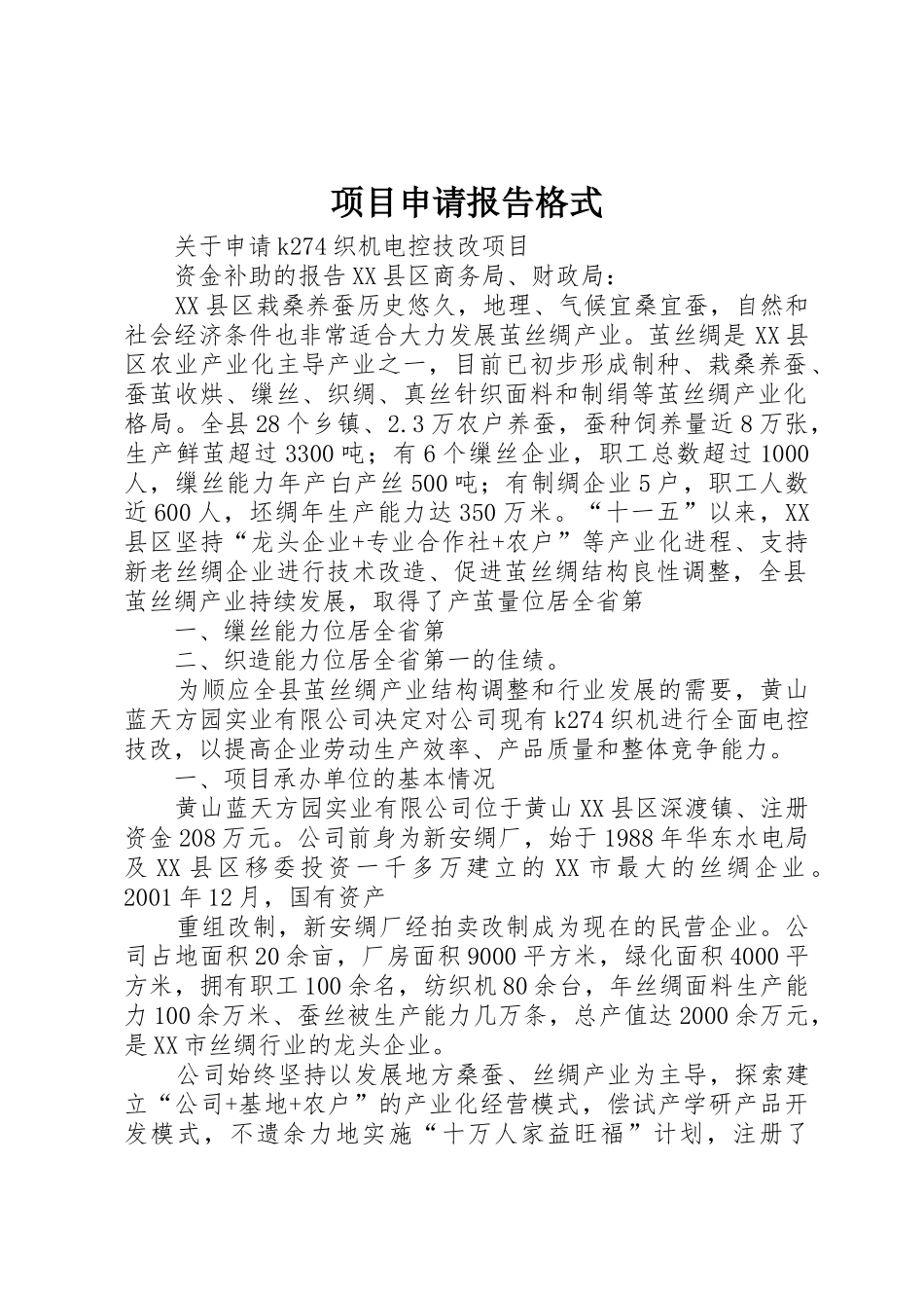 项目申请报告格式_第1页