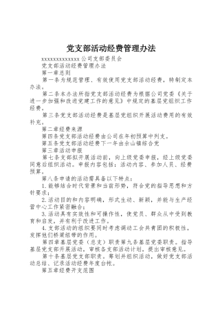 党支部活动经费管理办法