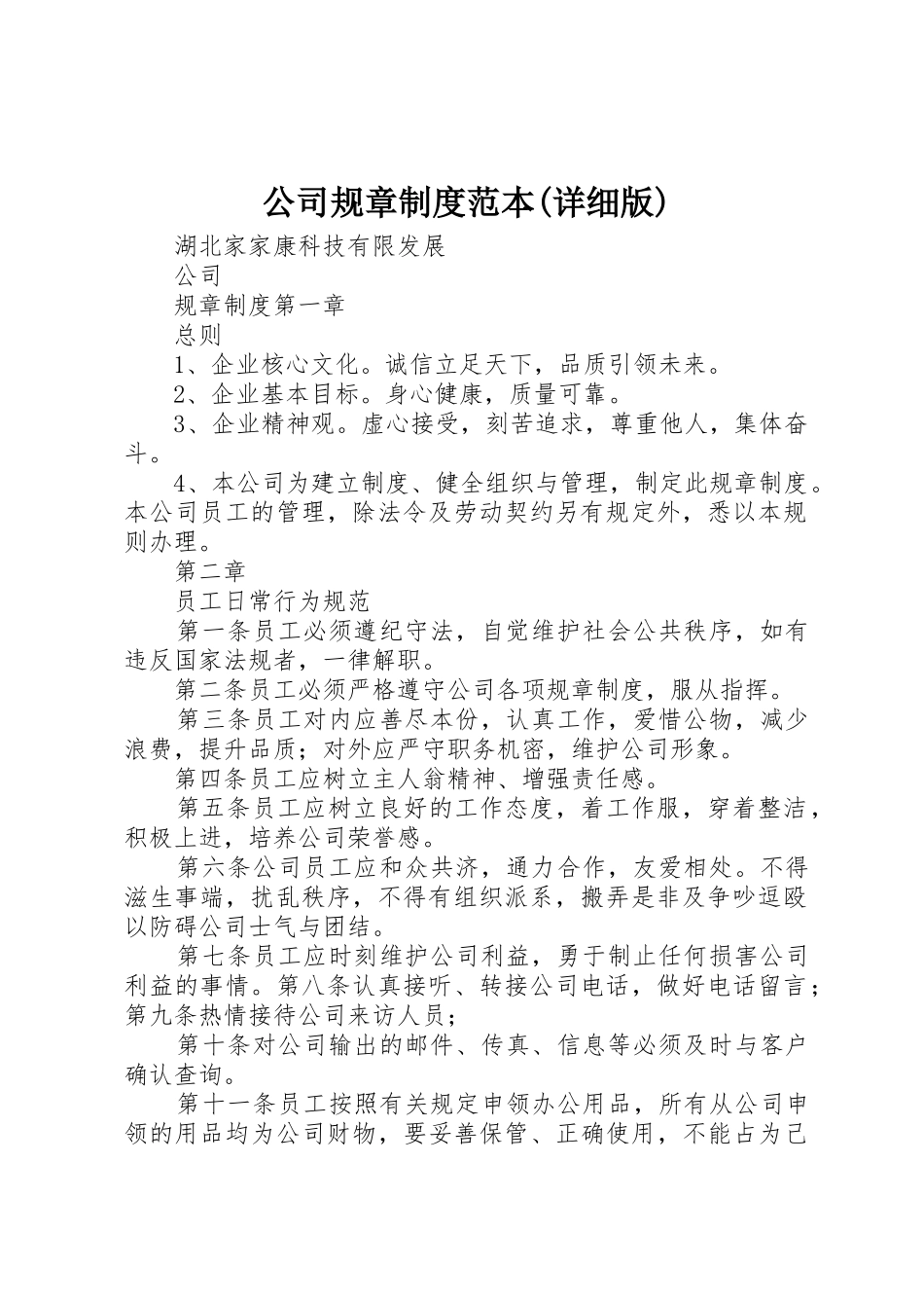 公司规章制度范本(详细版)_1_第1页