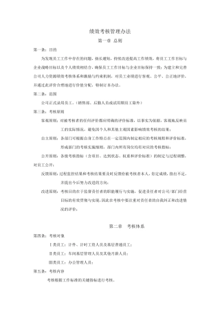 绩效考核管理办法(生产型企业)