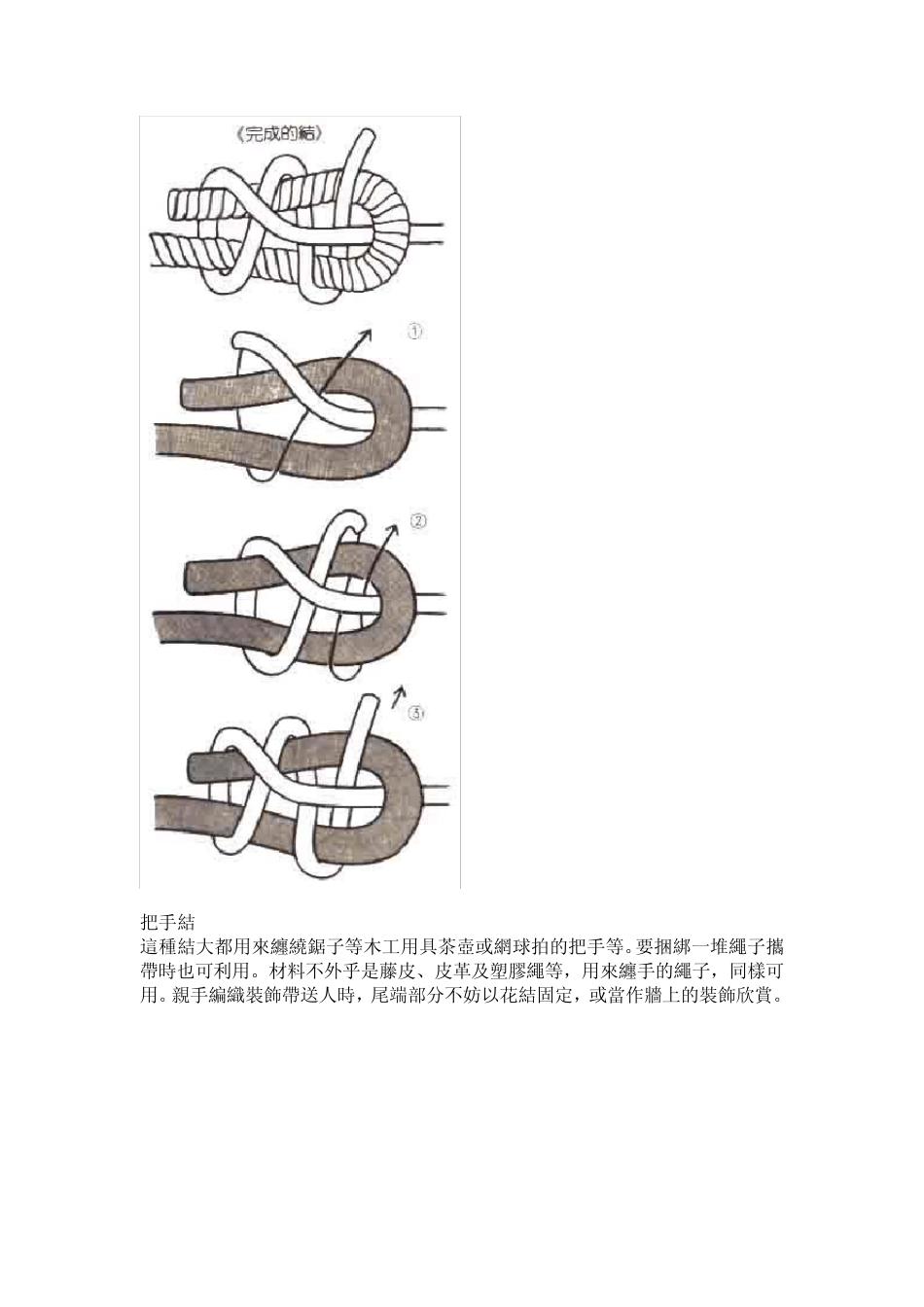 绳结教学实用结法二(十字结、交错结、把手结、钩线结、稻苗结、环结、缩短结、鹈首结、面粉袋结、单缩_第3页