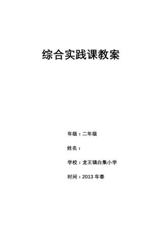 综合实践活动二年级下册(全册教案)