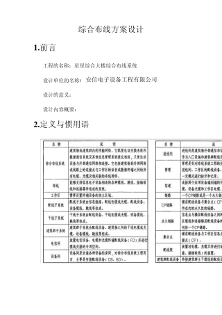 综合布线方案设计