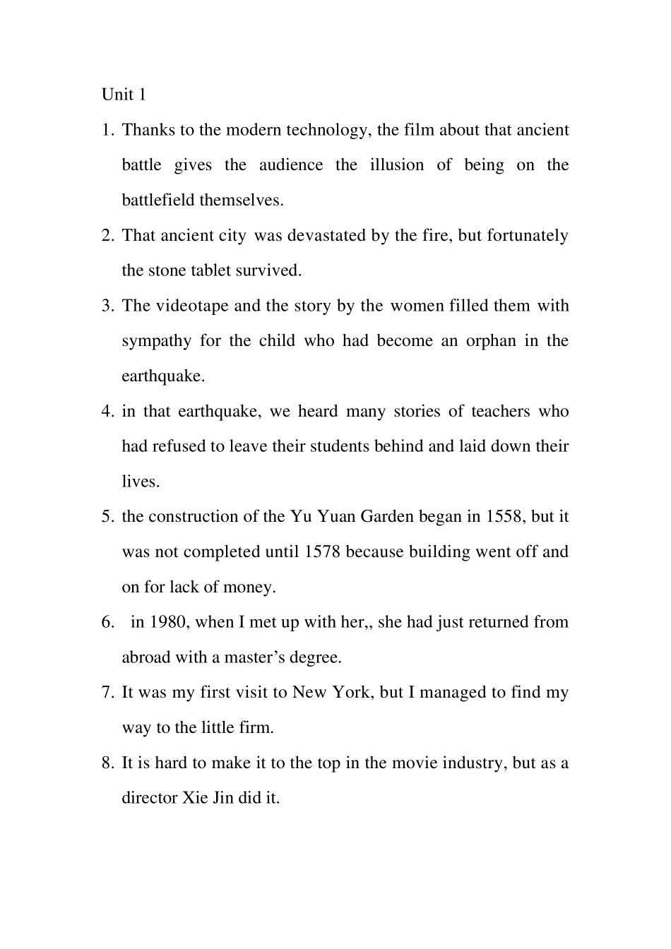 综合教程2(何兆熊)Unit1Unit12课后翻译答案_第1页