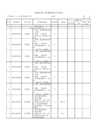 综合楼电气设备安装工程量清单