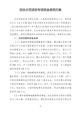 综合示范项目专项资金使用方案
